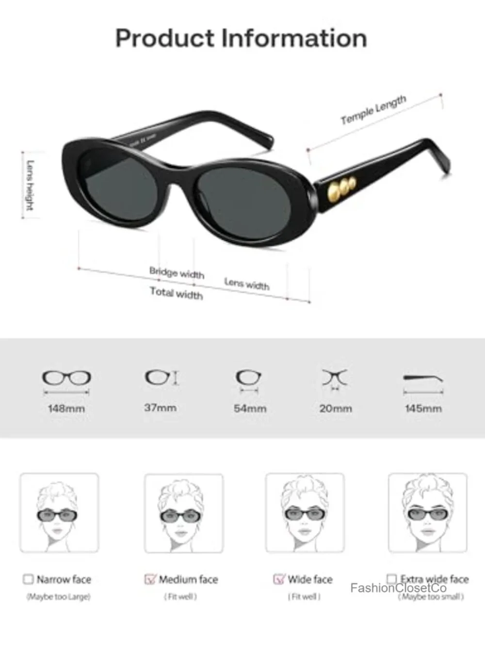 Oval Polarized Sunglasses Acetate Frame UV Protective Shades
